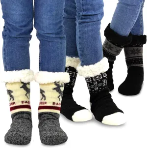 Winter Thick Thermal Double Layer Crew Socks for Adults 3 Pair Christmas Santa Snowman Deer Cat Dog Ski Socks