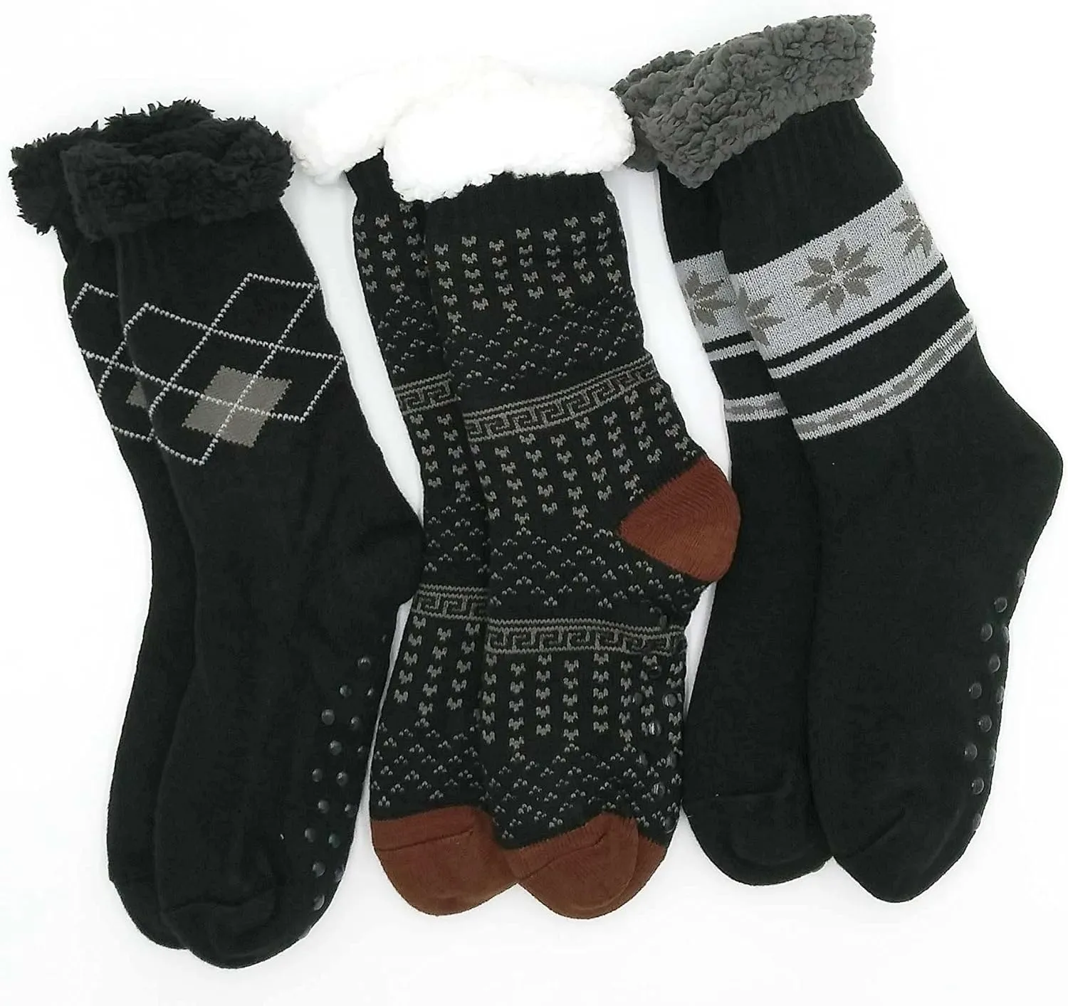 Winter Thick Thermal Double Layer Crew Socks for Adults 3 Pair Christmas Santa Snowman Deer Cat Dog Ski Socks