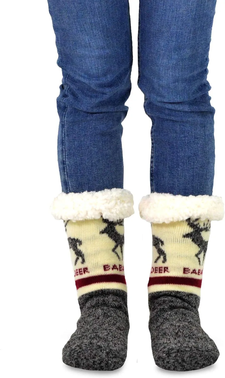Winter Thick Thermal Double Layer Crew Socks for Adults 3 Pair Christmas Santa Snowman Deer Cat Dog Ski Socks