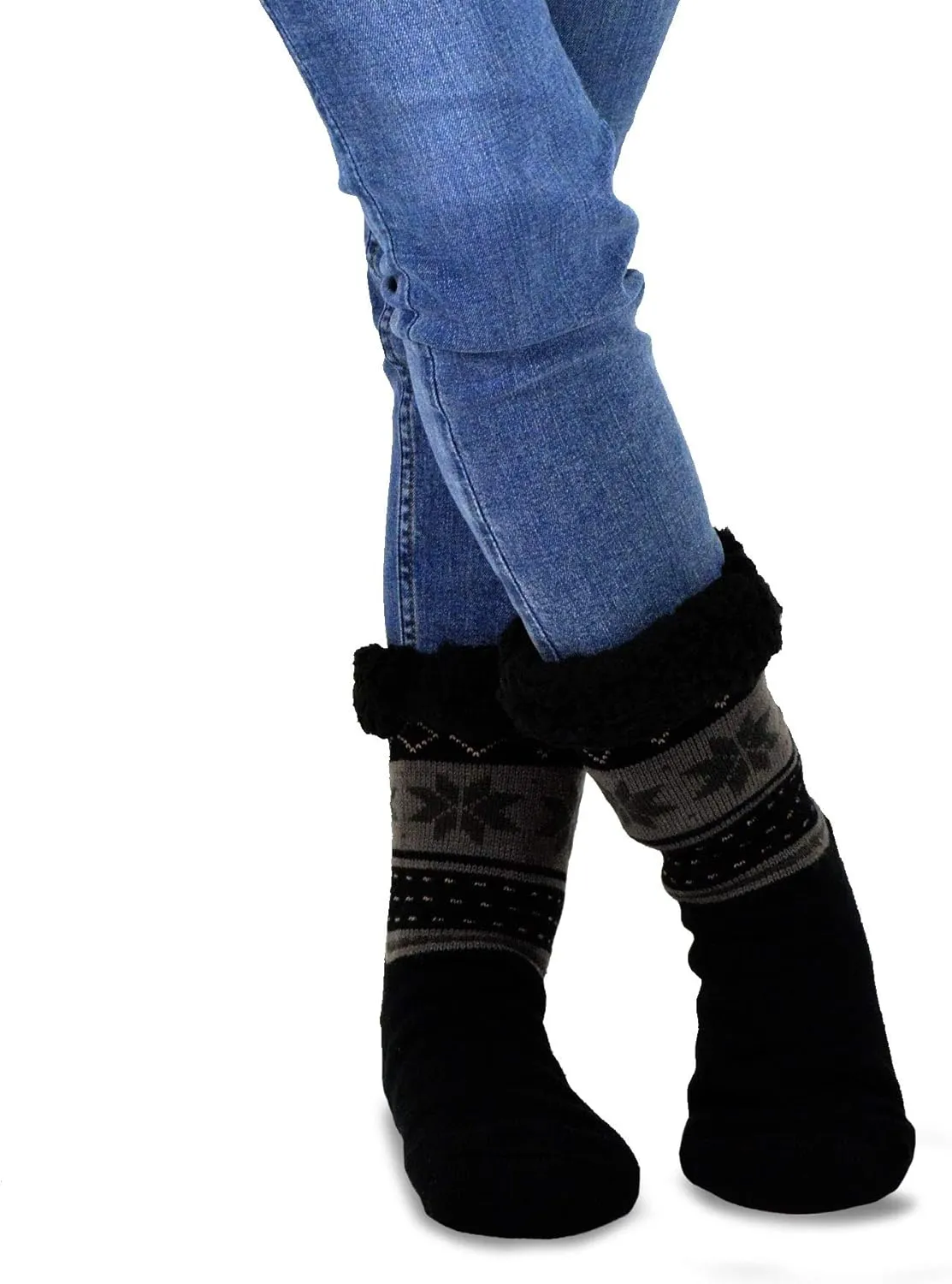 Winter Thick Thermal Double Layer Crew Socks for Adults 3 Pair Christmas Santa Snowman Deer Cat Dog Ski Socks