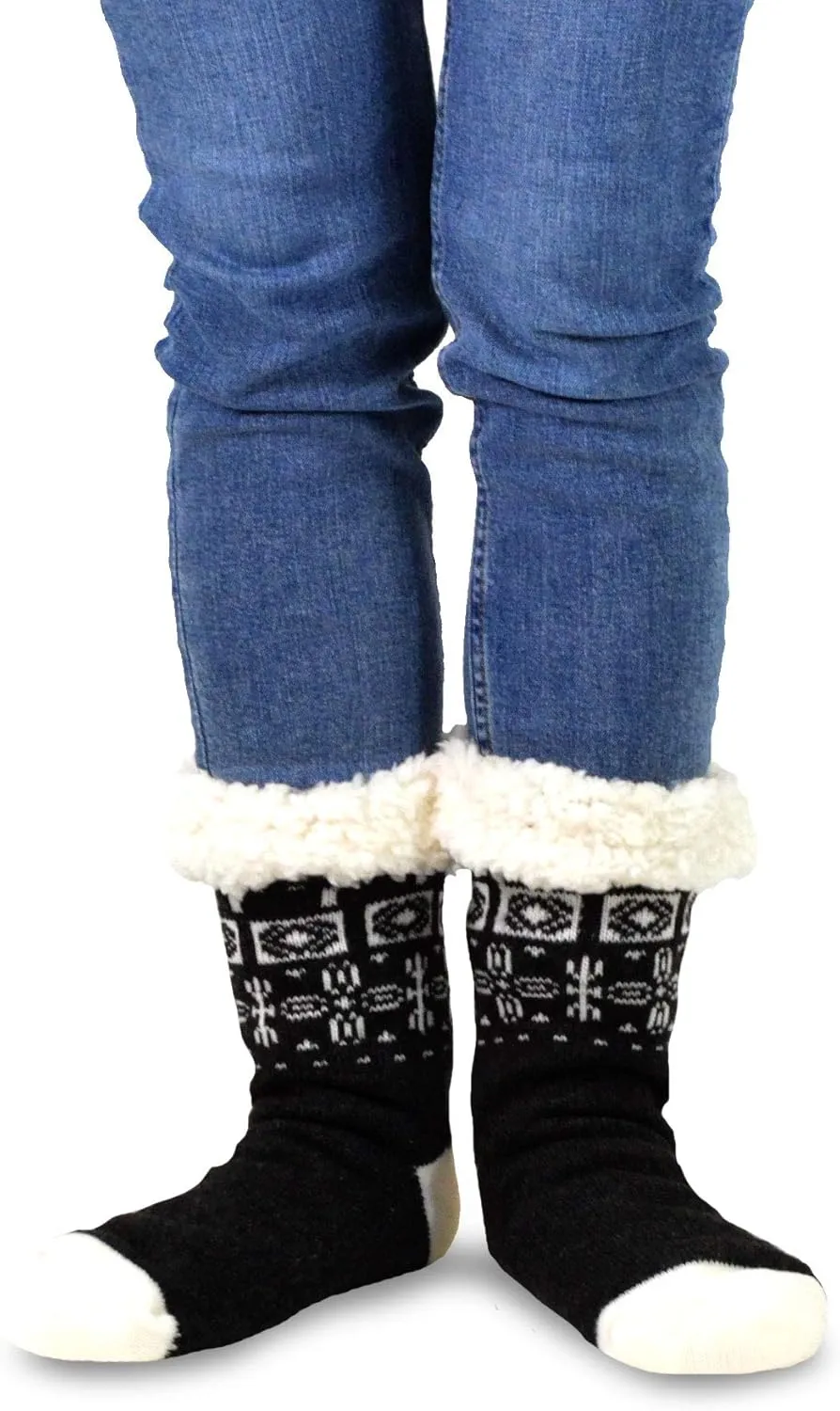 Winter Thick Thermal Double Layer Crew Socks for Adults 3 Pair Christmas Santa Snowman Deer Cat Dog Ski Socks