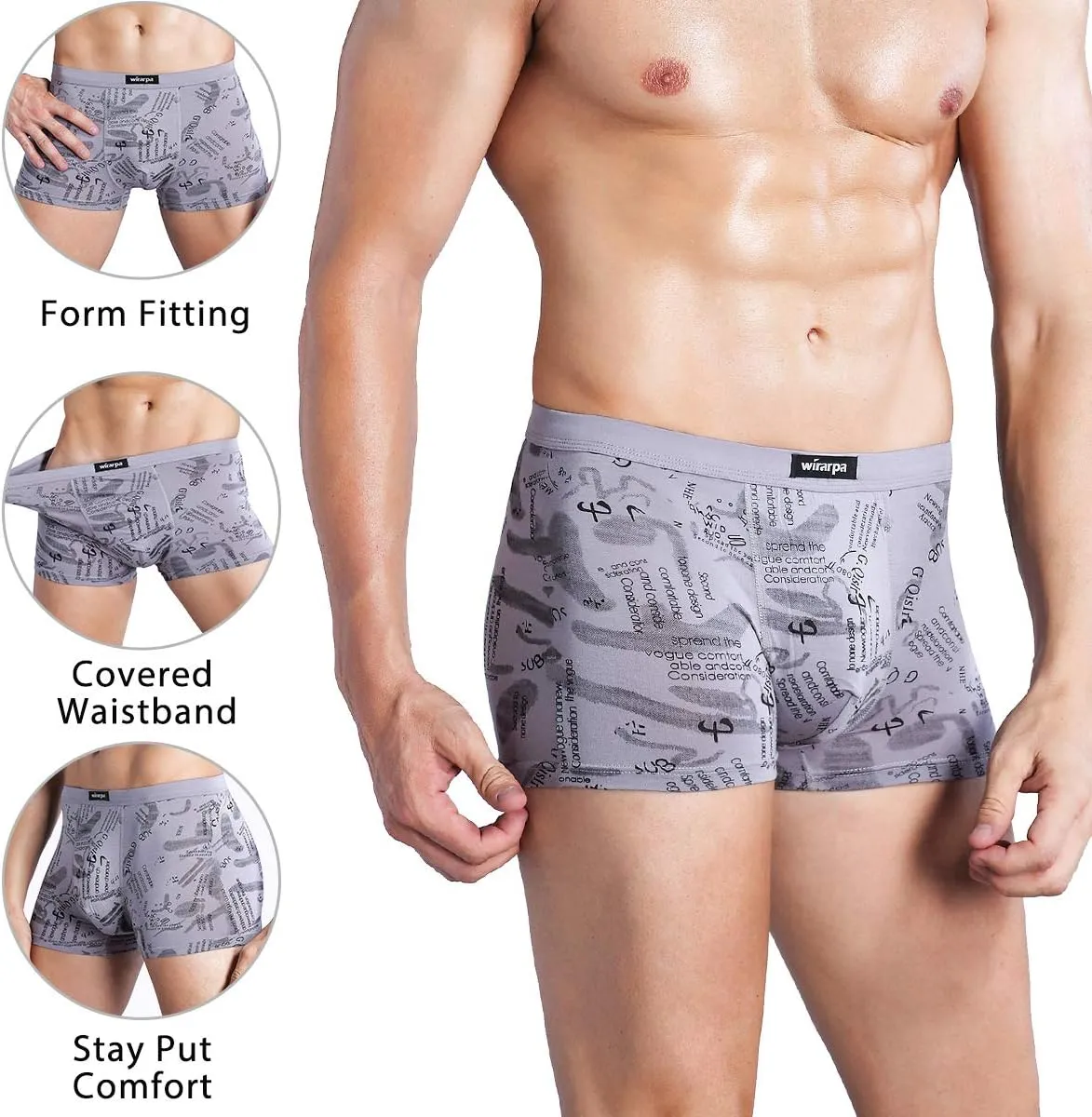 wirarpa Men's Breathable Modal Microfiber Trunks Underwear Covered Band Multipack