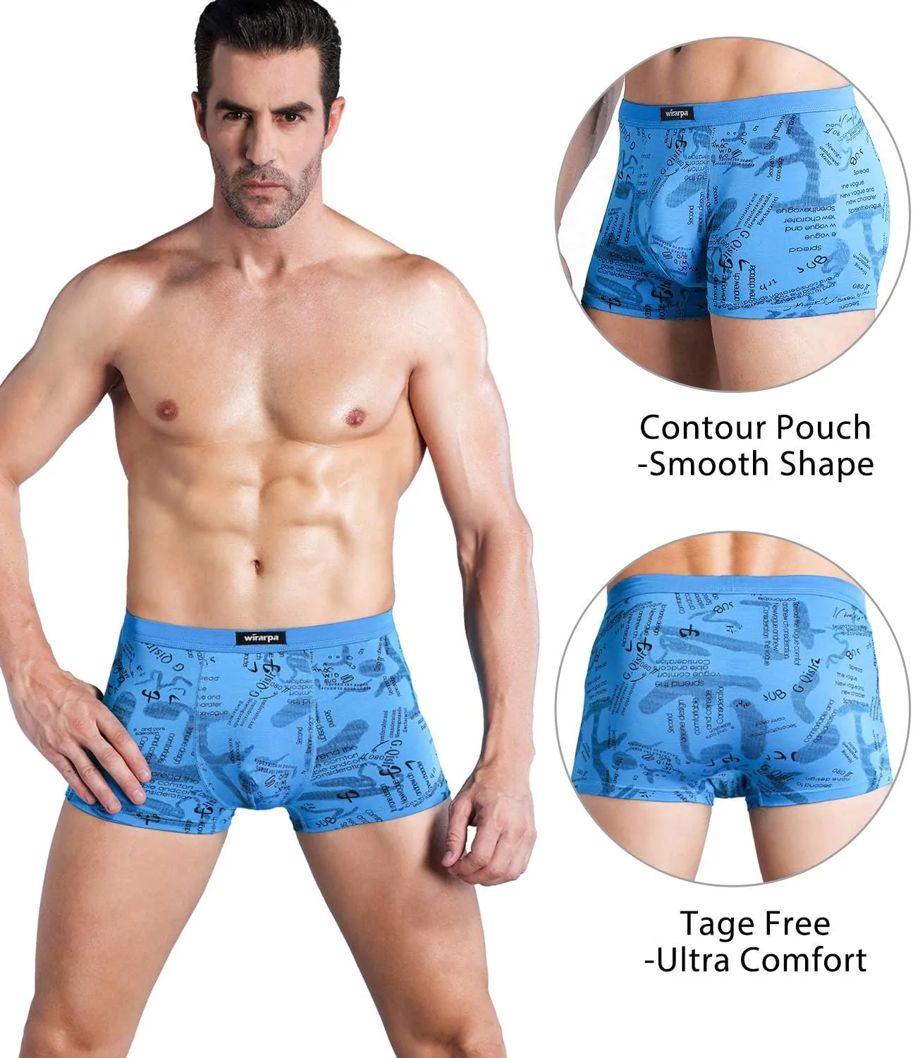 wirarpa Men's Breathable Modal Microfiber Trunks Underwear Covered Band Multipack