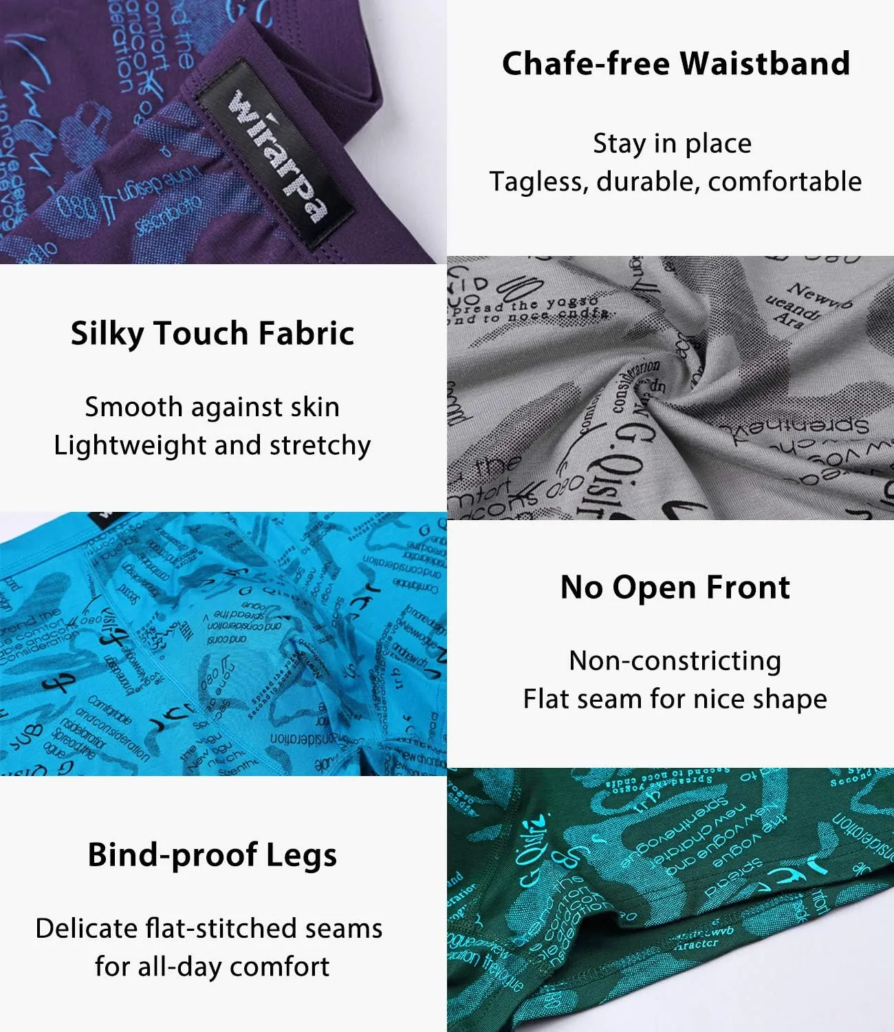 wirarpa Men's Breathable Modal Microfiber Trunks Underwear Covered Band Multipack