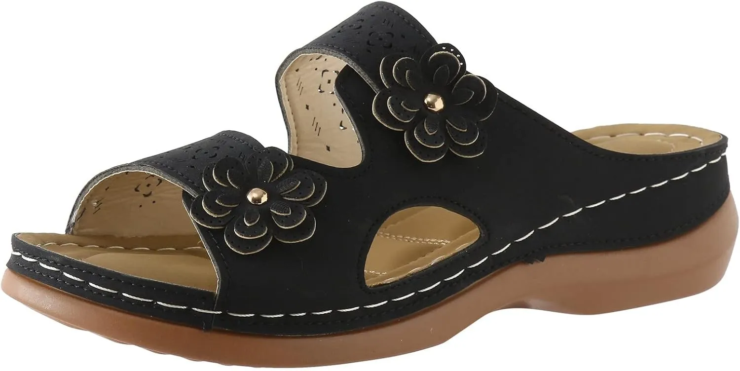 Women Sandals Fashion Summer New Pattern Flower Decoration Open Toe Breathable Comfortable Sandals Women Shoes