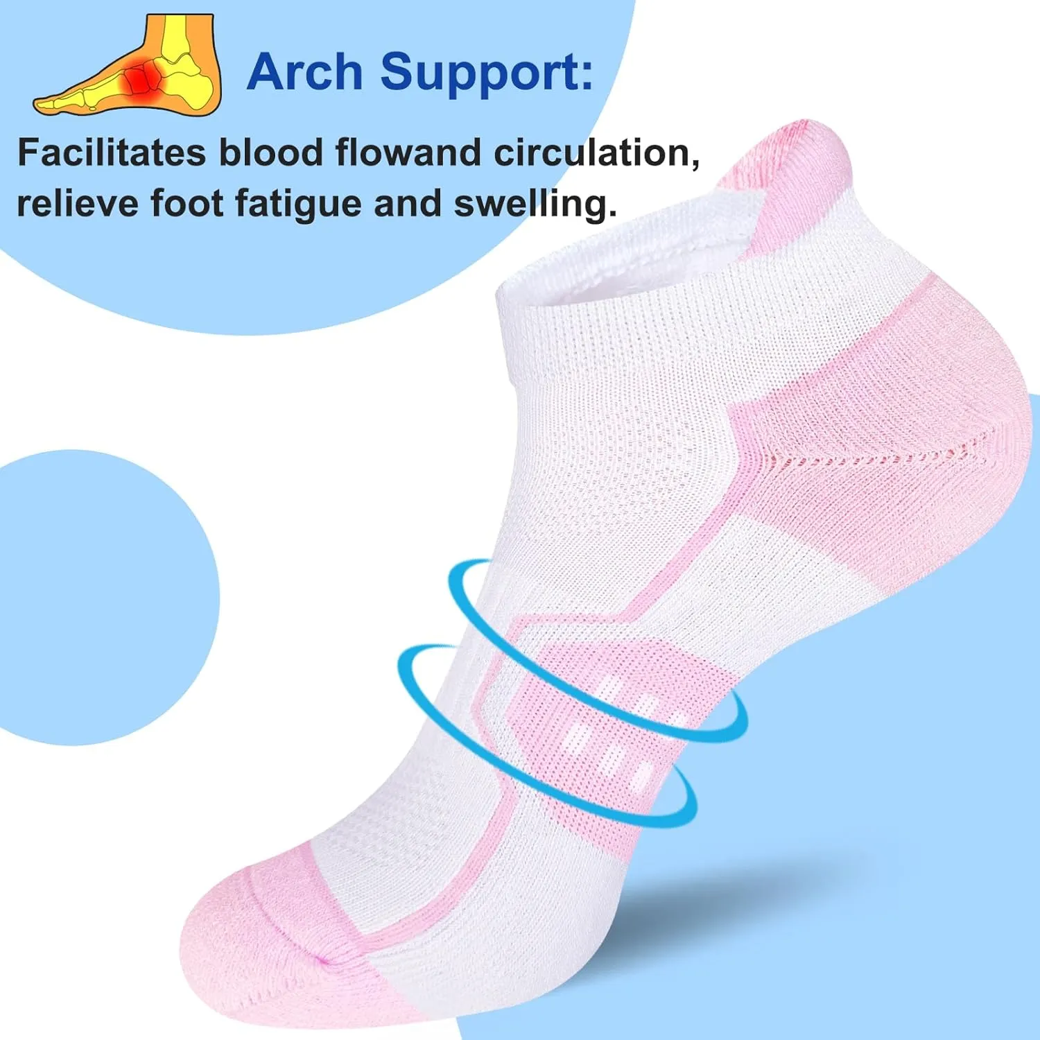 Womens Ankle Thick Cushioned Anti-blister Wicking Athletic Running Socks 5 Pairs