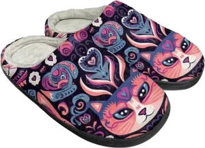 Womens Autumn Cozy&Warm Printed Slipper with Dog Grippers Cozy and Fun House Slippers for Women