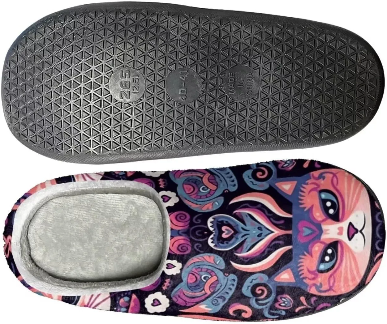 Womens Autumn Cozy&Warm Printed Slipper with Dog Grippers Cozy and Fun House Slippers for Women