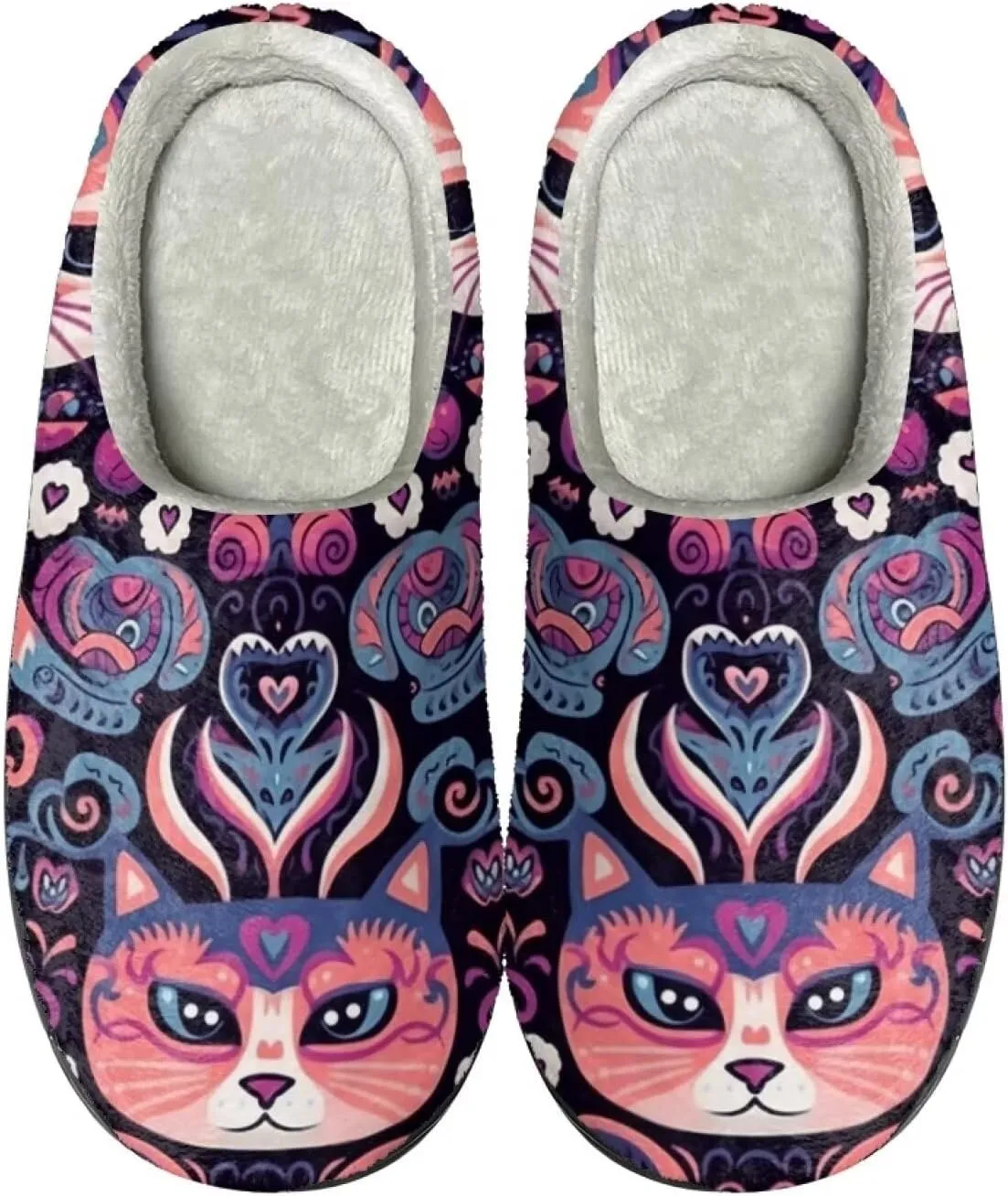 Womens Autumn Cozy&Warm Printed Slipper with Dog Grippers Cozy and Fun House Slippers for Women