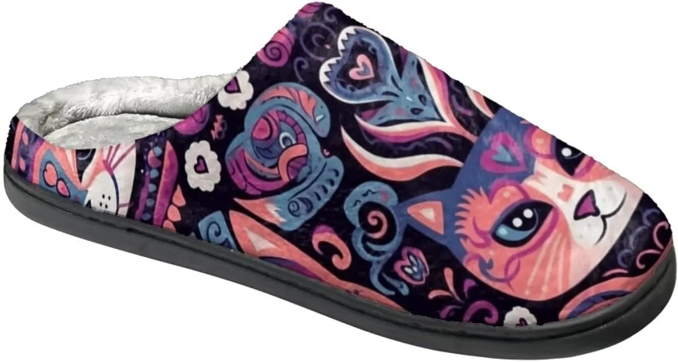 Womens Autumn Cozy&Warm Printed Slipper with Dog Grippers Cozy and Fun House Slippers for Women
