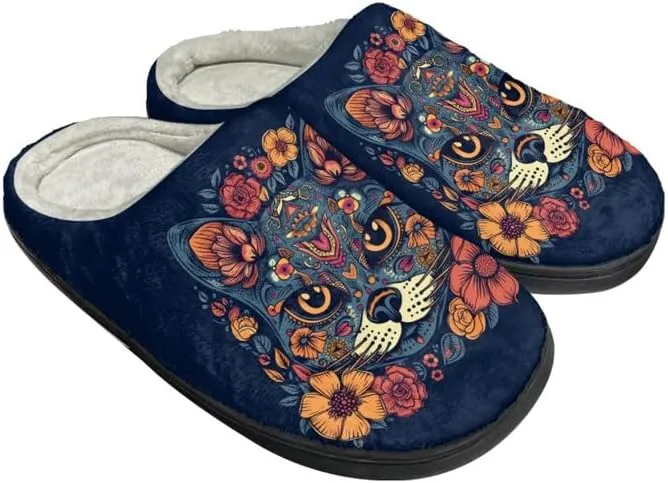 Womens Aztec Cozy&Warm Printed Slipper with Daisy Tiger Grippers Cozy and Fun House Slippers for Women