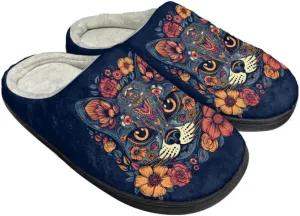 Womens Aztec Cozy&Warm Printed Slipper with Daisy Tiger Grippers Cozy and Fun House Slippers for Women