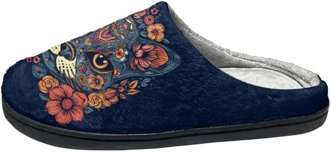 Womens Aztec Cozy&Warm Printed Slipper with Daisy Tiger Grippers Cozy and Fun House Slippers for Women