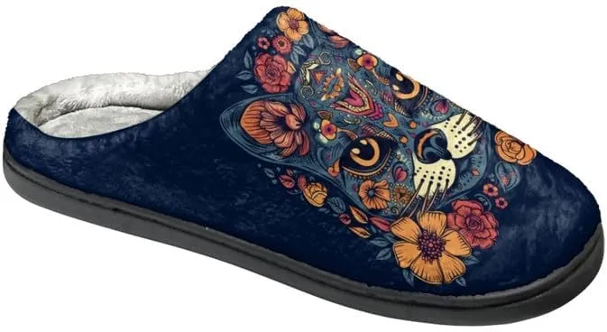 Womens Aztec Cozy&Warm Printed Slipper with Daisy Tiger Grippers Cozy and Fun House Slippers for Women