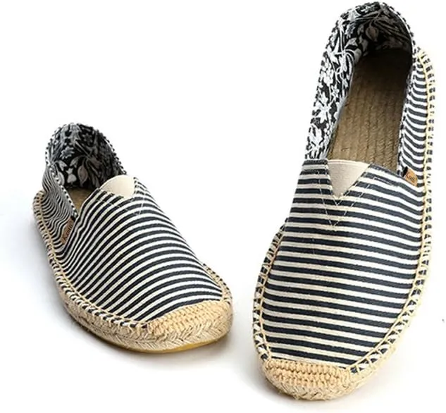 Women's Breathable Canvas Stripe Slip on Flat Espadrilles