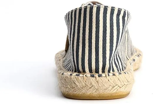 Women's Breathable Canvas Stripe Slip on Flat Espadrilles