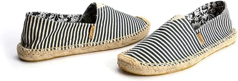 Women's Breathable Canvas Stripe Slip on Flat Espadrilles