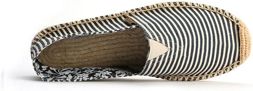 Women's Breathable Canvas Stripe Slip on Flat Espadrilles