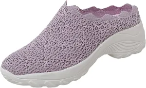 Women's Breathable Walking Mules Shoes - Lightweight Garden Clogs Casual Mesh Sneakers Open Back Slip-on House Shoes
