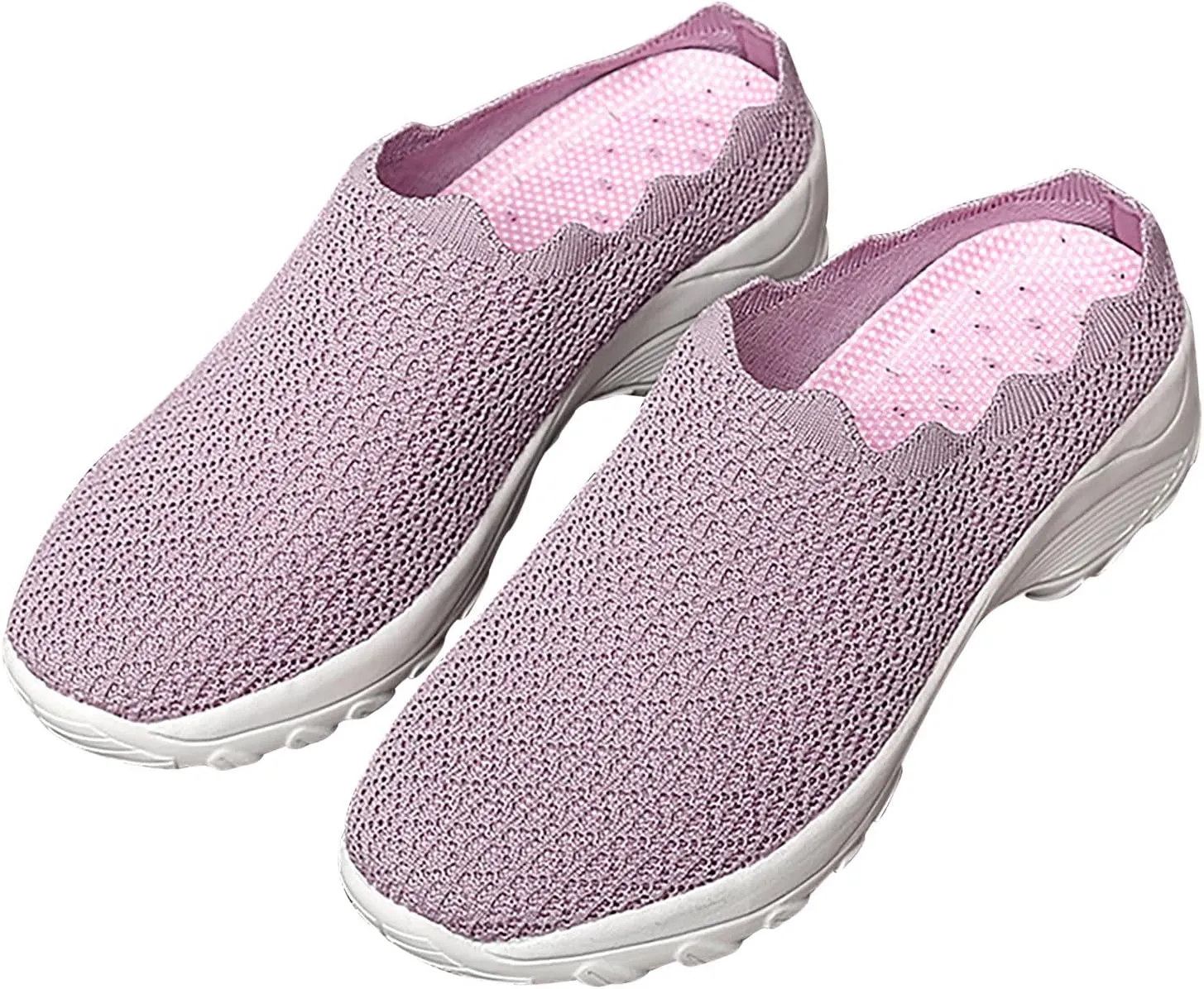 Women's Breathable Walking Mules Shoes - Lightweight Garden Clogs Casual Mesh Sneakers Open Back Slip-on House Shoes