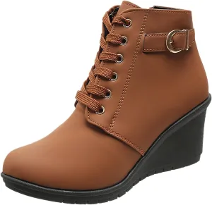 Womens Clasical Ankle Booties Lace-Up Zipper Breathable Lining Flat Ankle Combat Boots Crown Vintage Boots Shoes