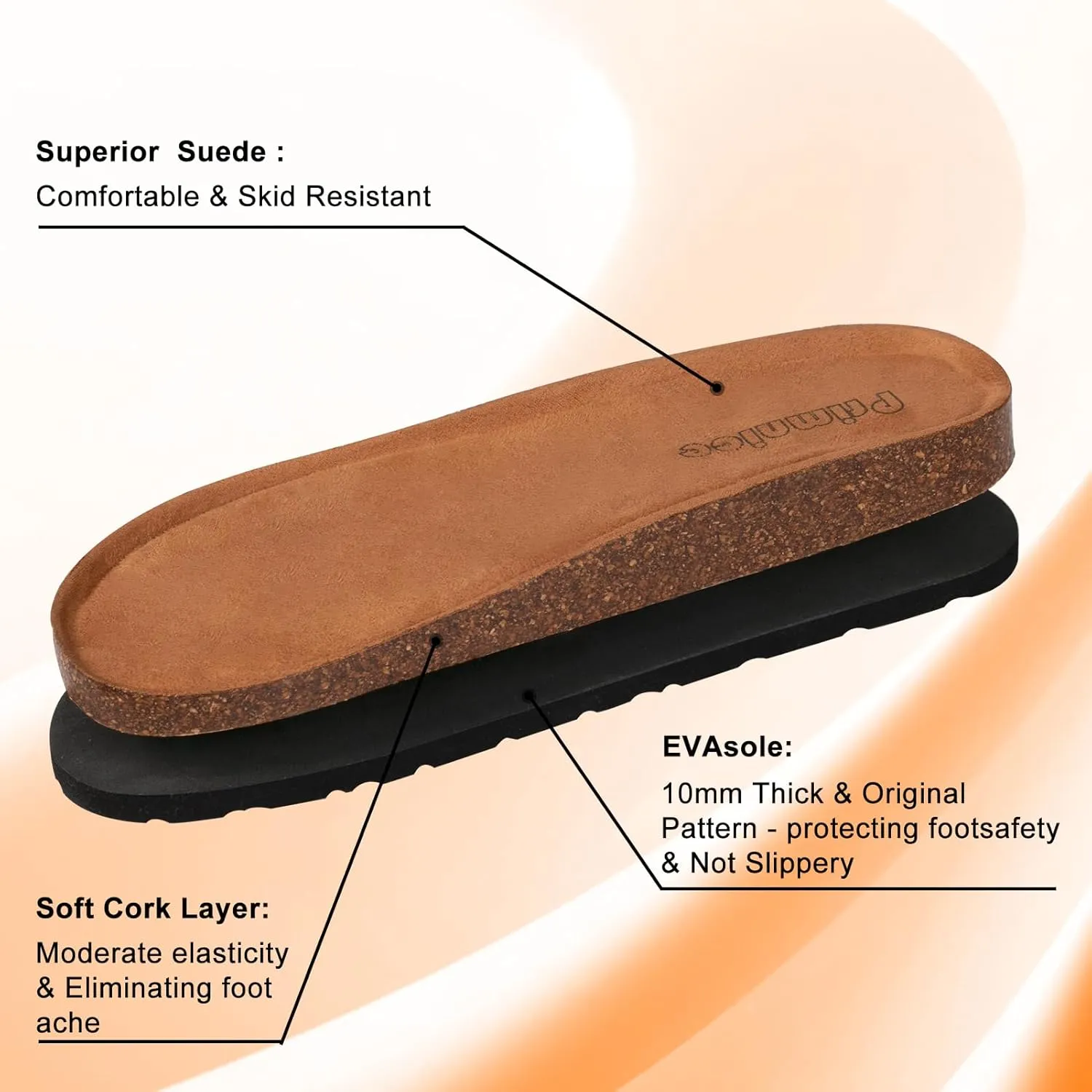 Women's Comfy Arch Support Cork Footbed Adjustable Knitting Straps Indoor and Outdoor Slides Sandals