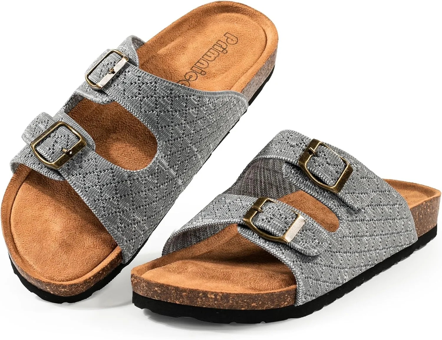 Women's Comfy Arch Support Cork Footbed Adjustable Knitting Straps Indoor and Outdoor Slides Sandals