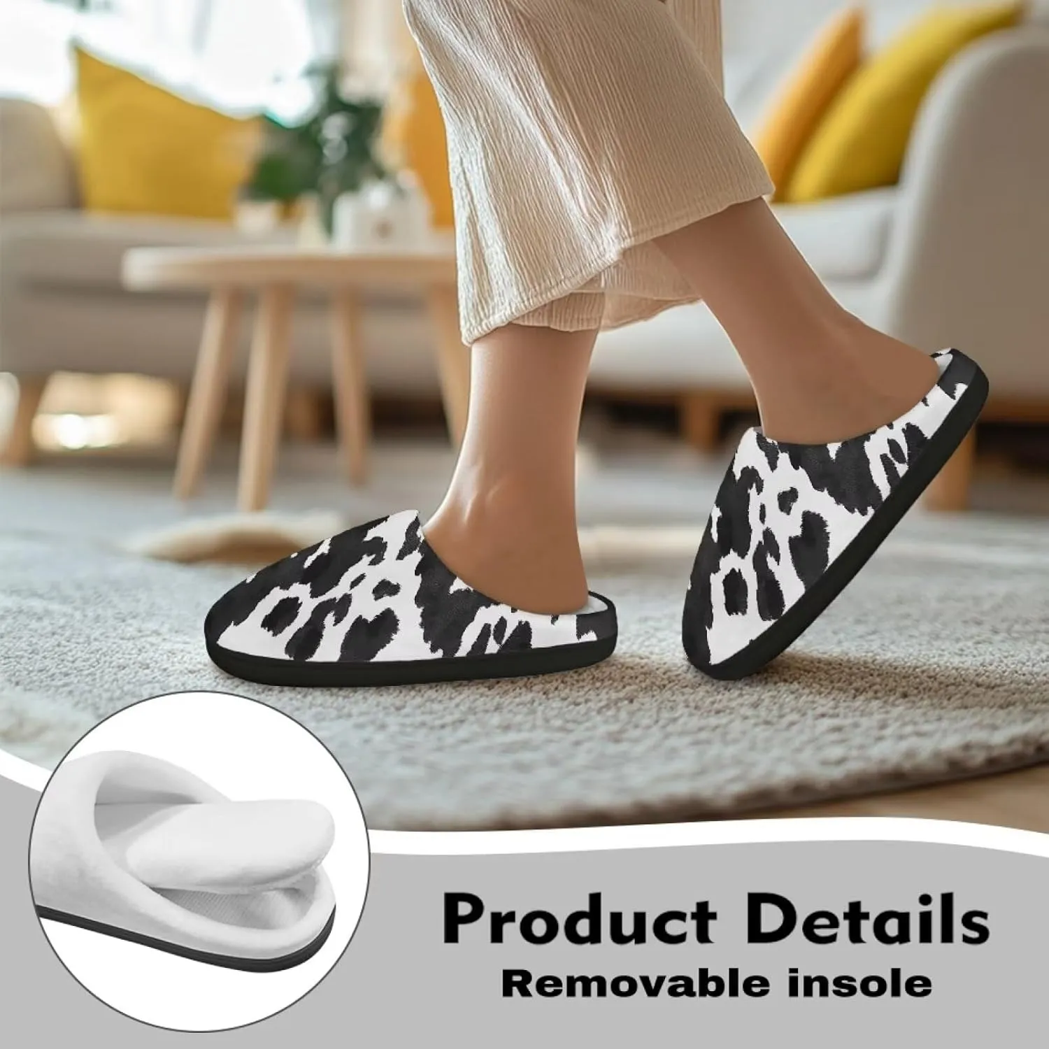 Women's Cotton Slipper Warm Cozy Breathable Fuzzy Winter Slipper Furry Non-Slip Plush House Slipper for Women US 4-12
