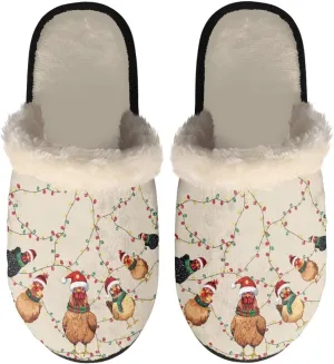 Women's Cotton Slipper Warm Furry Bedroom House Slipper Soft Fluffy Collar Winter Non-Slip House Outdoor Slipper for Ladies XS-XL