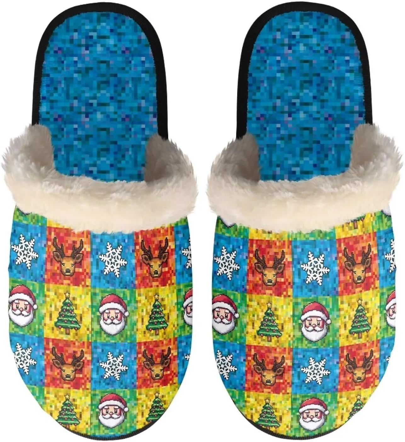 Women's Cotton Slipper Warm Furry Bedroom House Slipper Soft Fluffy Collar Winter Non-Slip House Outdoor Slipper for Ladies XS-XL