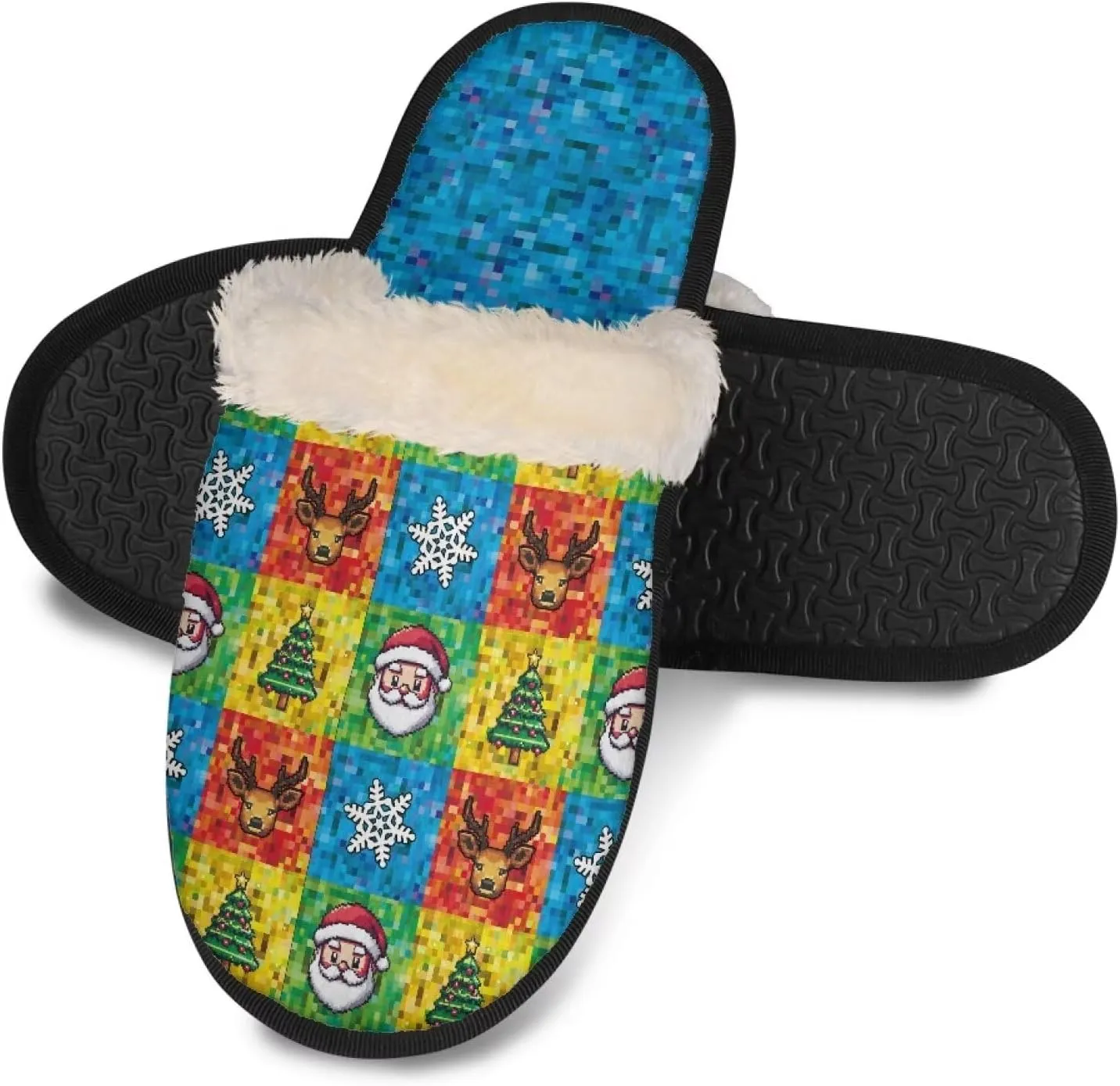 Women's Cotton Slipper Warm Furry Bedroom House Slipper Soft Fluffy Collar Winter Non-Slip House Outdoor Slipper for Ladies XS-XL