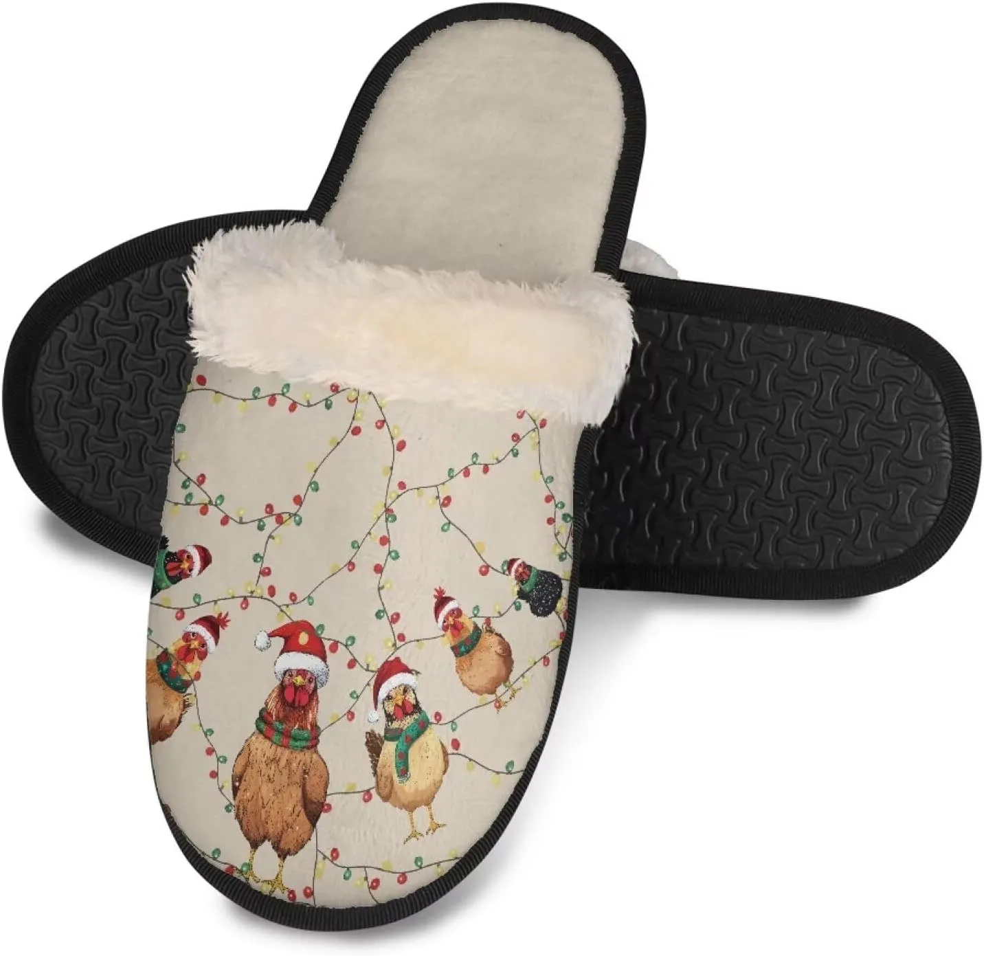 Women's Cotton Slipper Warm Furry Bedroom House Slipper Soft Fluffy Collar Winter Non-Slip House Outdoor Slipper for Ladies XS-XL