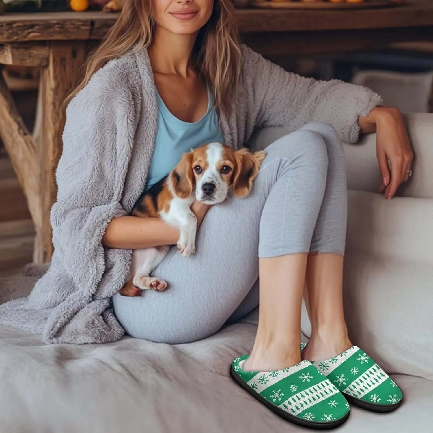 Women's Cotton Slipper Winter Warm Cozy Furry Fuzzy Home Slipper Non-Slip Outdoor Bedroom Slipper for Girls US 3-13