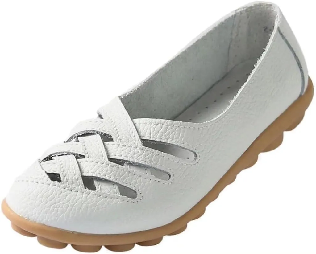 Women's Cowhide Leather Loafers Flats Sandals Slip-On
