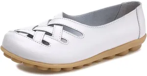Women's Cowhide Leather Loafers Flats Sandals Slip-On