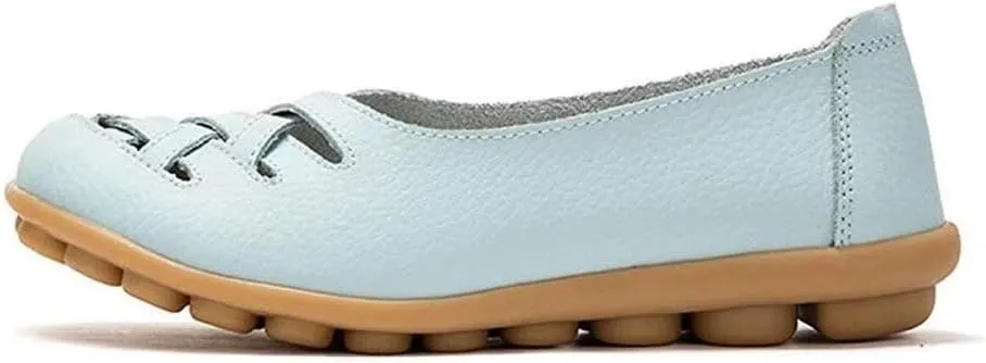 Women's Cowhide Leather Loafers Flats Sandals Slip-On