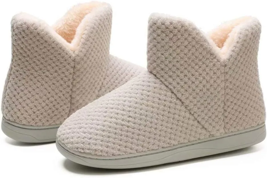 Women's Cozy Bootie Slippers Fuzzy Outdoor Indoor House Slippers