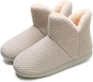 Women's Cozy Bootie Slippers Fuzzy Outdoor Indoor House Slippers
