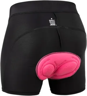 Women's cycling tight fitting underwear with elastic and breathable silicone seat cushion, flat corner underwear, 3D shock-absorbing cycling suit Black