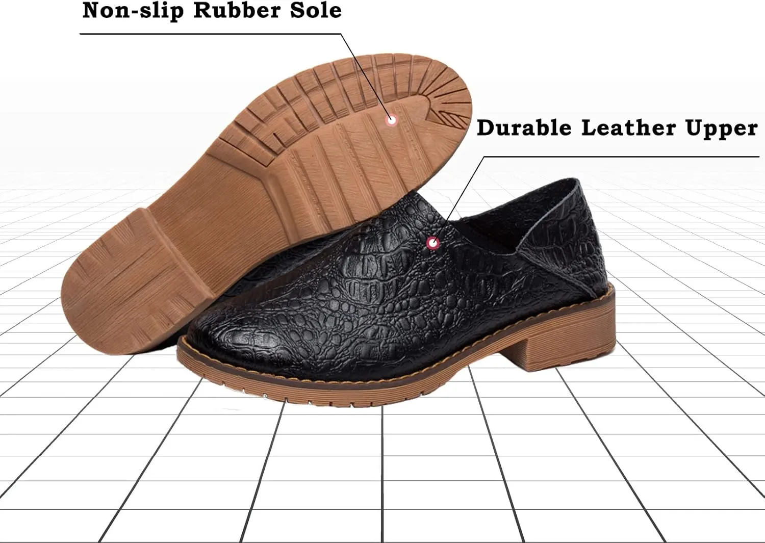 Women's Fashion Leather Penny Loafer Drop-in Heel Slip On Flats Mules Shoes