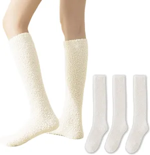 Womens Fuzzy Slipper Socks Knee High Soft Warm Cute Microfiber Cozy Fluffy Winter Plush Christmas Socks