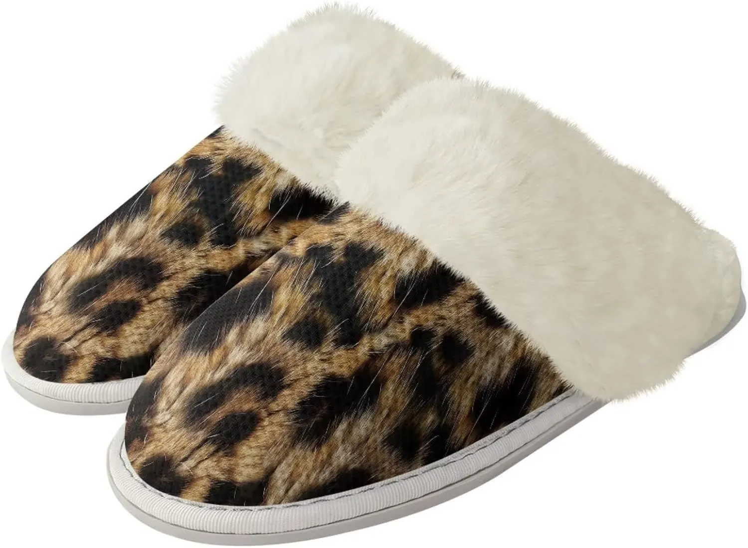 Women's Fuzzy Slippers Casual Slip On Soft Plush House Shoes with Non Skid Sole Comfortable Cotton Slipper Indoor Use for Spa Bath