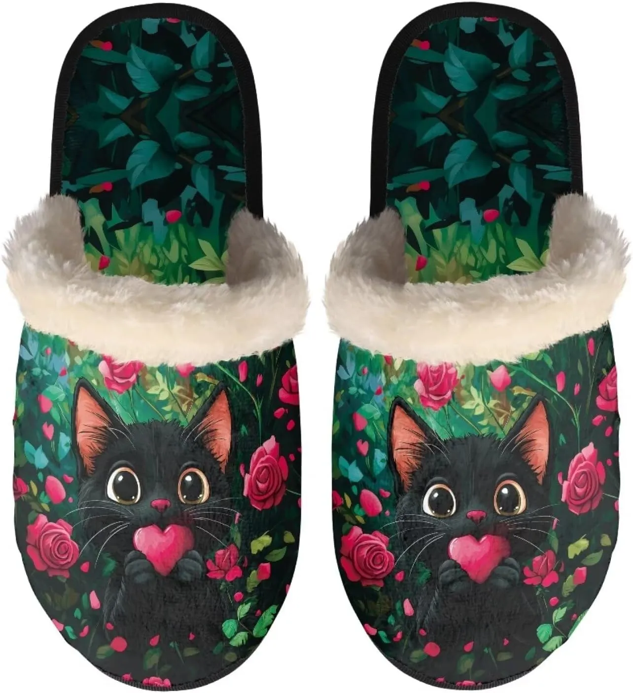 Womens Fuzzy Slippers Indoor Cozy Winter Holiday House Shoes