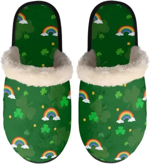 Womens Fuzzy Slippers Indoor Cozy Winter Holiday House Shoes