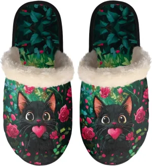 Womens Fuzzy Slippers Indoor Cozy Winter Holiday House Shoes