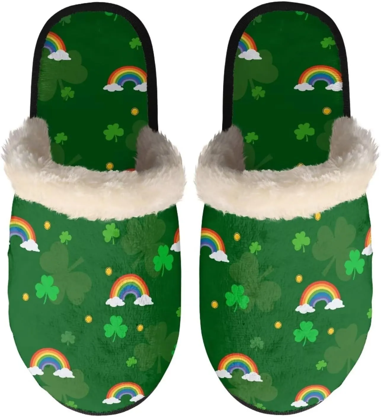 Womens Fuzzy Slippers Indoor Cozy Winter Holiday House Shoes