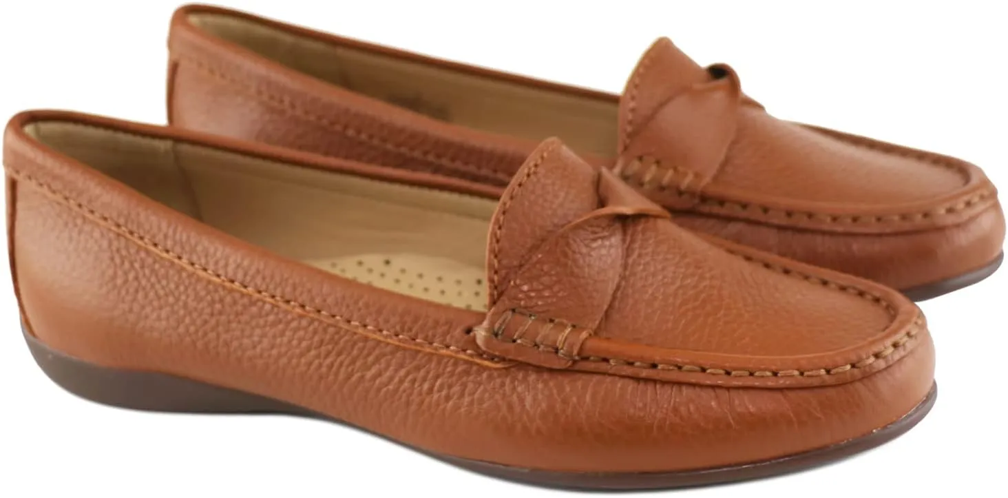 Women's Genuine Leather Casual Comfort Slip on Loafers