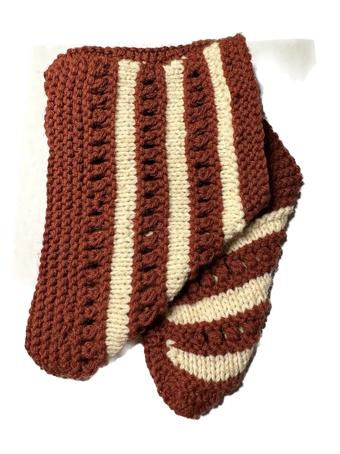 Women’s Handmade 100% Merino Wool Yarn Knitted Slipper Socks (Medium, Caramel/Beige)