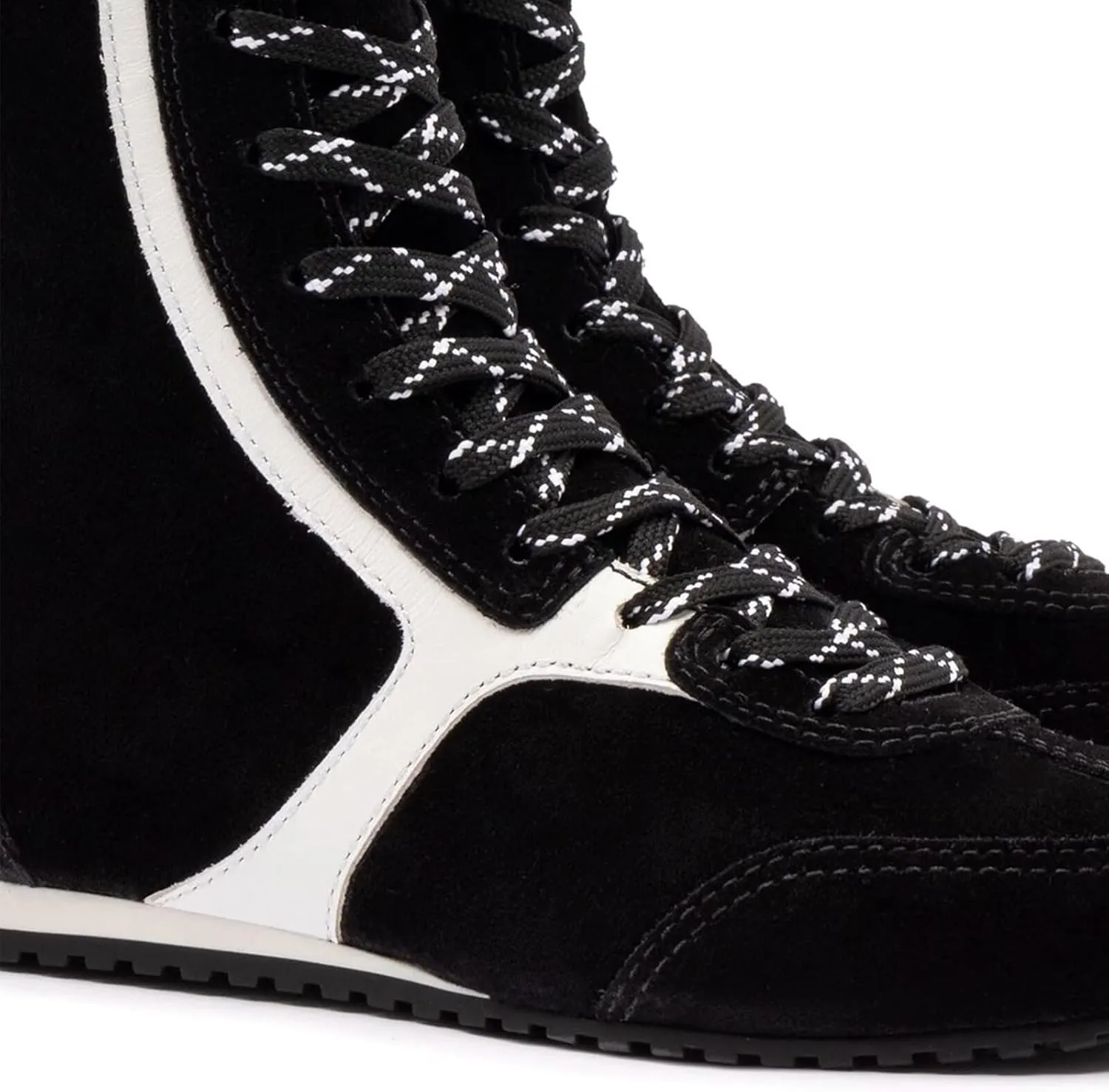 Women's Lace Up Retro Sport Style Tall Boots Side Zipper Contrast Panel Flat Heel Fashion Sneakers Boots