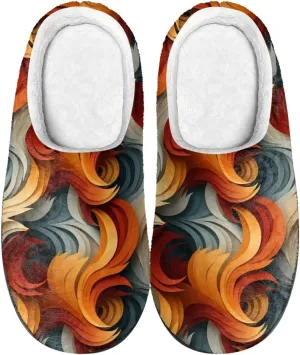 Womens Ladybug Cozy&Warm Printed Slipper with Dog Geometry Grippers Cozy and Fun House Slippers for Women